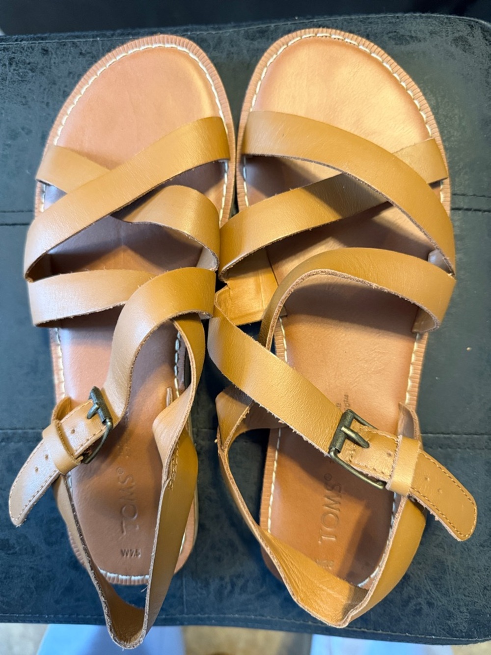 Toms Women's Tan Strappy Buckle Sandals